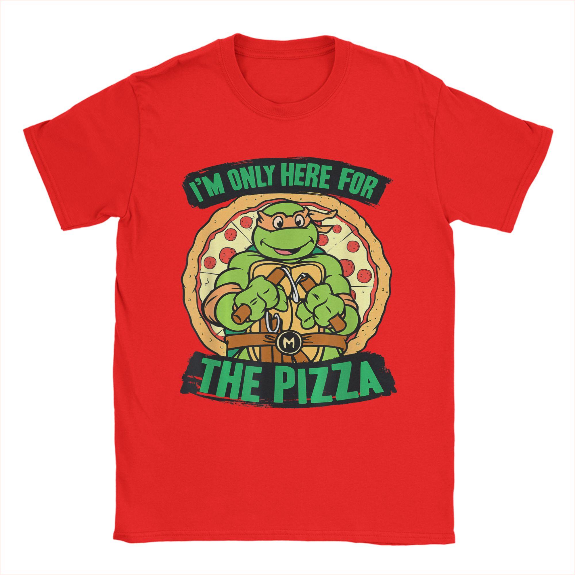 

Ninja Turtles Here for Pizza TShirts Men Creative Cotton Tee Shirt Round Neck Short Sleeve T Shirts Classic Tops M