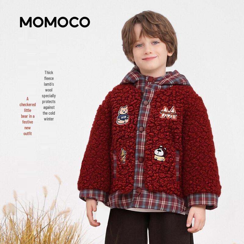 MOMOCO Boys Red Fleece-Lined Padded Jacket 120