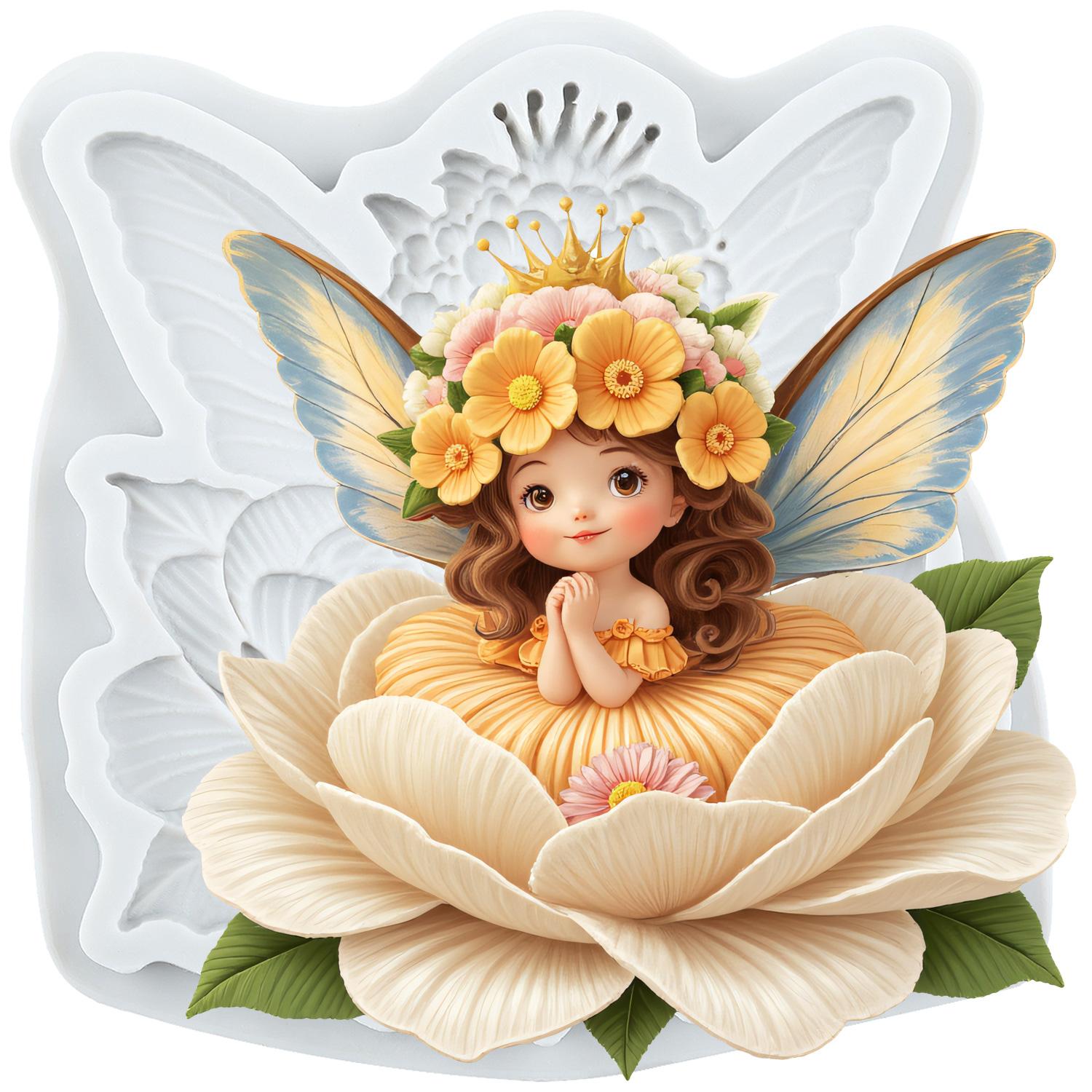 

Силиконовые формы Фея цветов Форма для мастики Фея-бабочка Инструменты для украшения торта Топпер для кекса Шоколадные конфеты Ручная работа Гампаста Полимерная глина серый