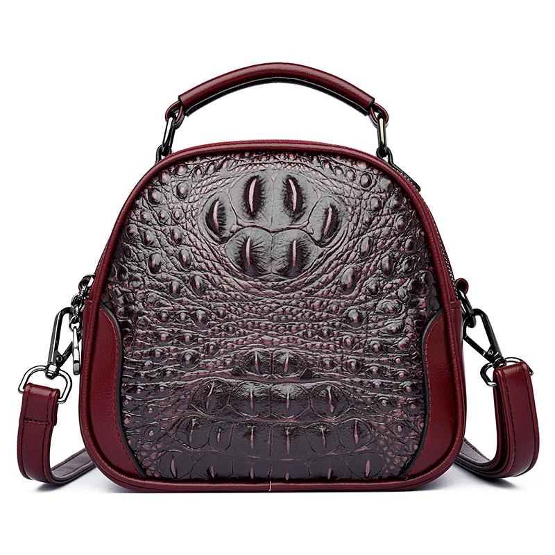 Vintage Crocodile-Embossed Leather Handbag Women's Top Handle Bag Adjustable Shoulder Strap Fashionable Unique Design