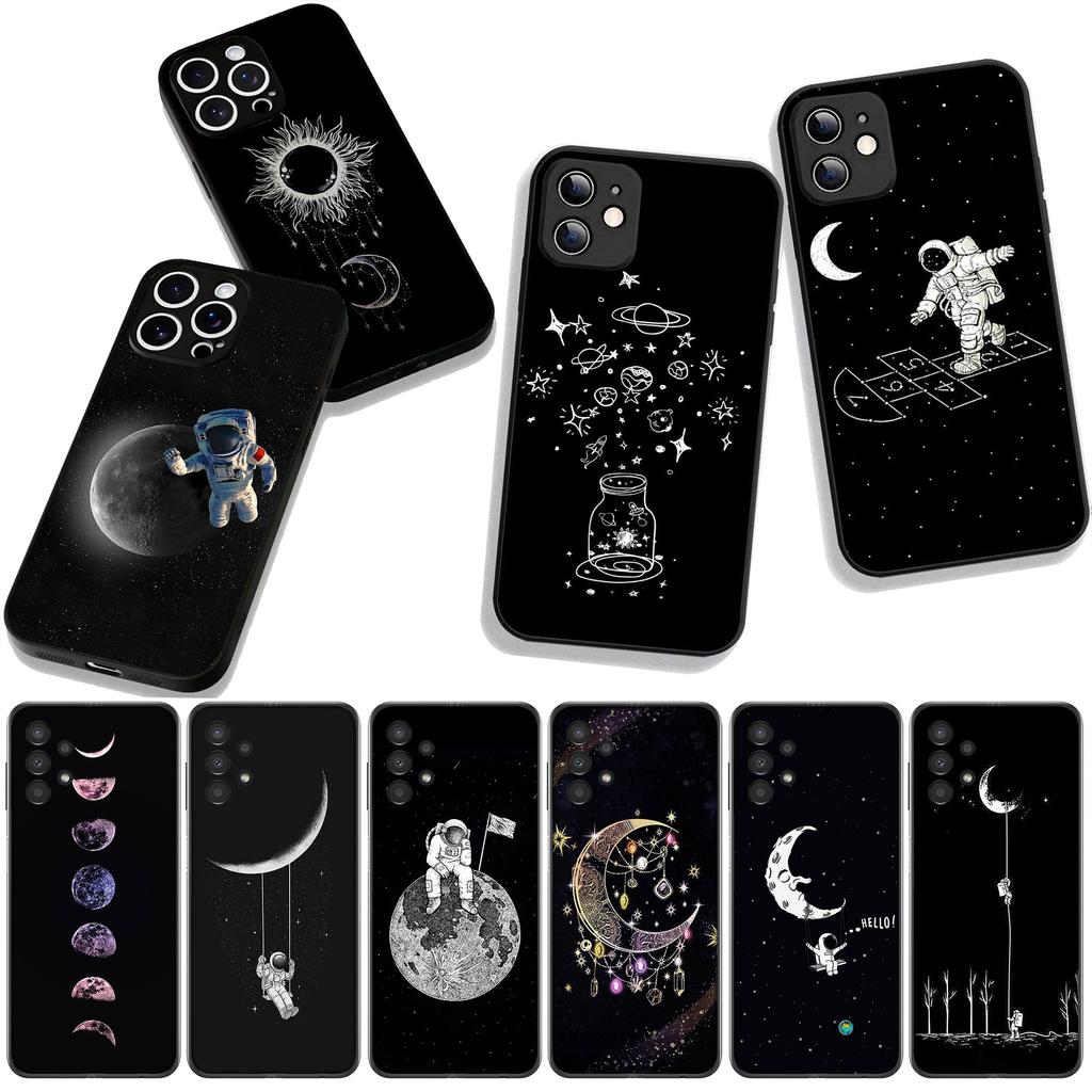 Astronaut Moon Stars Sky Phone Cover for Samsung Galaxy A36 A17 A26 A07 A35 A54 A53 A13 A33 A34 S8 S9 S20 S21 FE S10 Plus Case