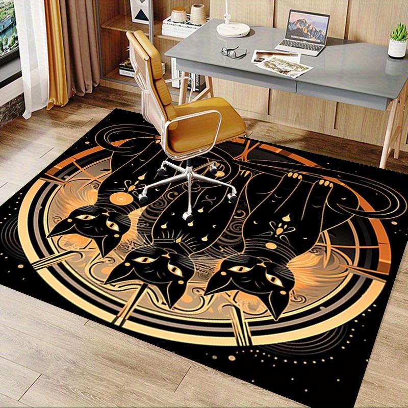 1pc. Luxury Gold Black Cat Mandala Rug for Home Decor, Office Carpet, Yoga Mat, Outdoor Blanket, Unique Gift Idea