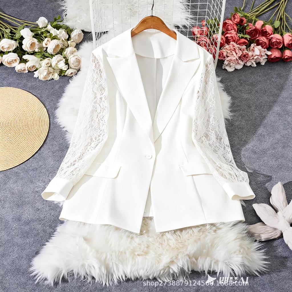 Giacca Cardigan in Pizzo da Donna Taglie Forti Primavera 2026 - Versatile Stile Europeo e Americano