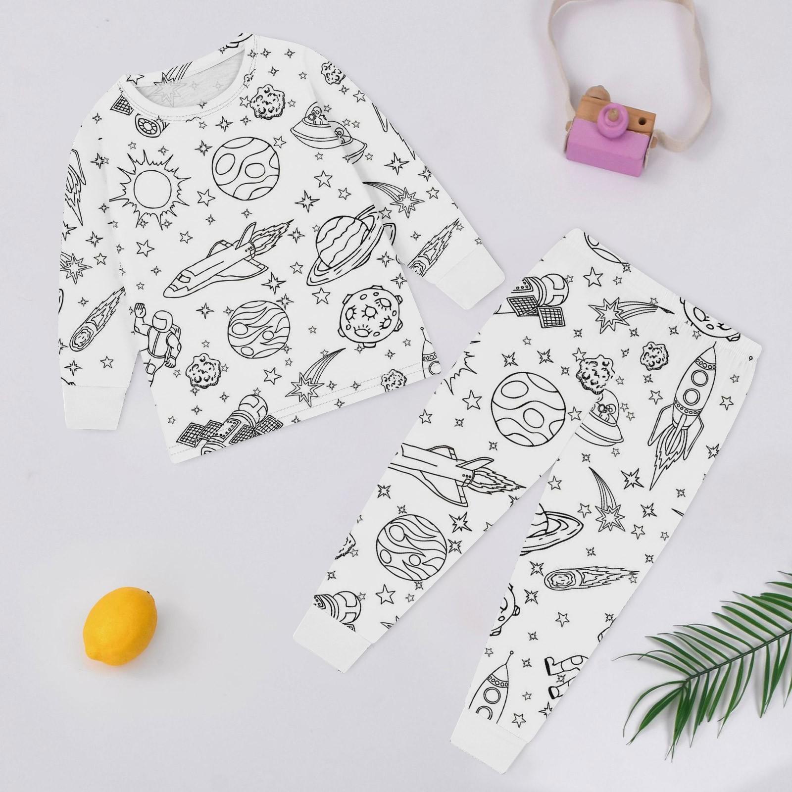 

Детский комплект домашней одежды Sketch Coloring Fun Раскрашенная вручную домашняя одежда Пижамный комплект 110 чёрный