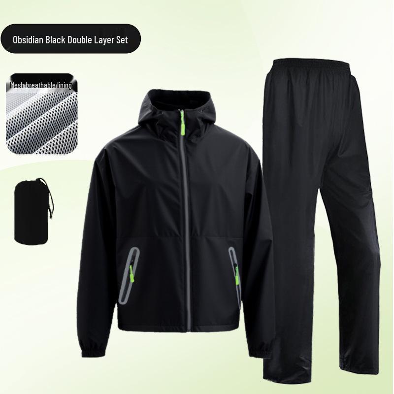 Men's Ultra-thin Raincoat and Pants Set: Anti-heavy Rain, Lightweight, Portable, Breathable for Outdoor Riders