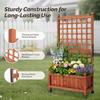 50 Height Wooden Planter with Trellis and Wheels for Garden Patio Balcony Free-Standing Elevated Planter Box with Drainage Hole