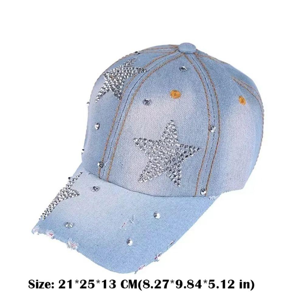 Adjustable Rhinestone Baseball Cap Sunshade Cotton Denim Baseball Cap 2025 Sequins Sports Hat