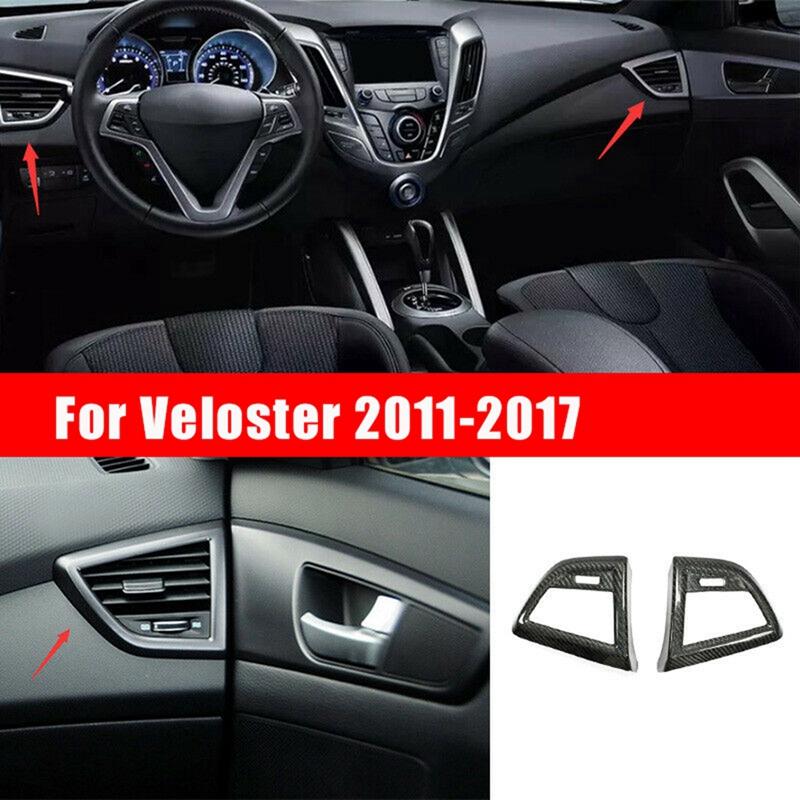 Carbon Fiber L&R Dashboard Side Air Conditioning Outlet Vent Cover Trim for Hyundai Veloster 2011-2017