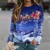 Women's Casual Christmas Print Neck Raglan Long Sleeve Pullover Sweatshirt