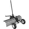 122 Cm Tow Behind Landscape Rake, Pull Behind Lawn Rock Rakes for ATV Mower Tractors, 24 Durable Steel Tines, Adjustable Height & Angle, Heavy Duty
