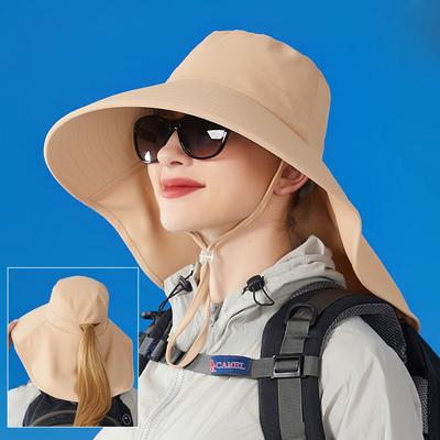 Summer Outdoor Sunscreen Shawl Hat Women Ponytail Dual-Purpose Hiking Hat Fisherman Hat