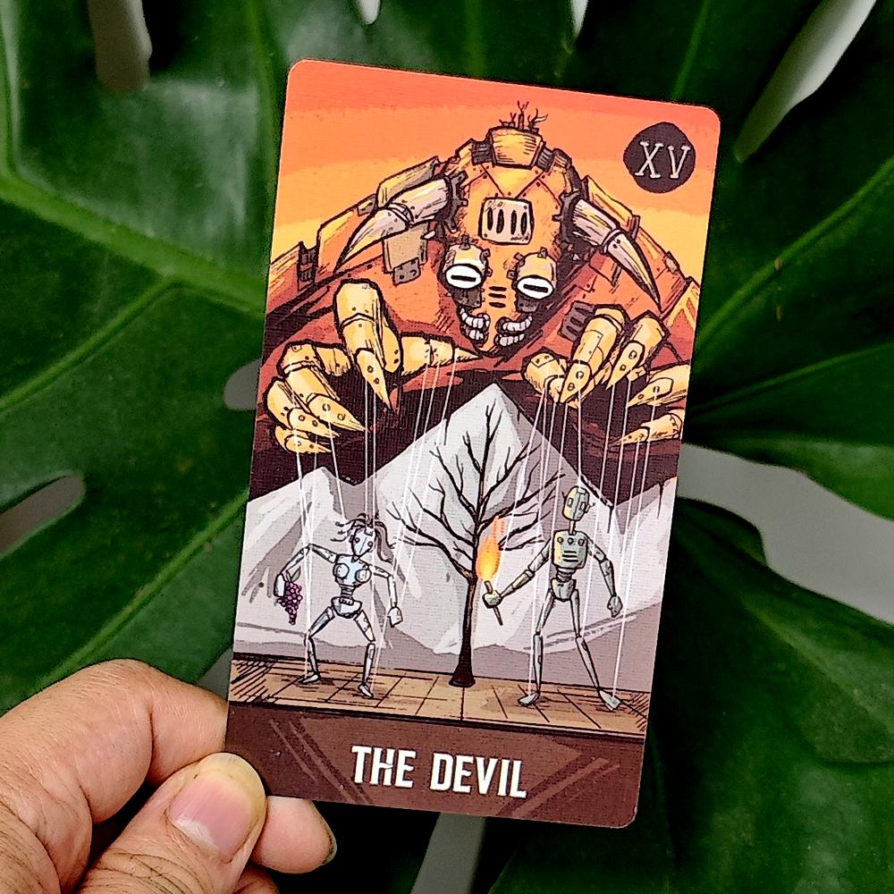 Tarotbot A Robot Themed Tarot Deck 12*7cm 80 Pcs Robot Cartoon Tarot Cards Based On Rider System