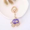 Keychain Pendant Sparkling Rhinestones Pumpkin Carriage Shape Charm Key Chain Strong Lobster Clasp Multi-Functional Key Holder