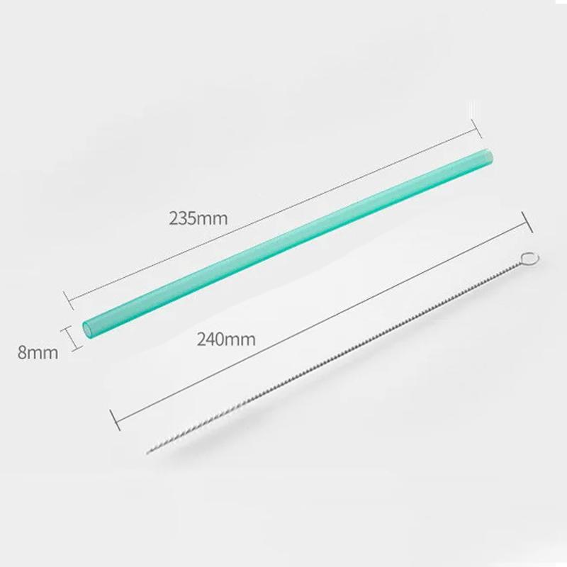 6Pcs Silicone Straws Flexible Transparent Silicone Straw With Cleaning Brush Reusable Beverage Juice Straw Drinking Milk Straw