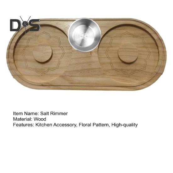 Kokteyl Tuzu Kenar Aparatı 2'si 1 Arada Ahşap Kokteyl Şekeri Kenar Aparatı Kesme Tahtası ile Ev Barı Parti Bardak Kenarı Aksesuarları