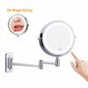 Wall Mounted Folding Arm Extend Bathroom Mirror With LED Light 10X Magnification Double Side Touch Dimming Makeup Mirrors