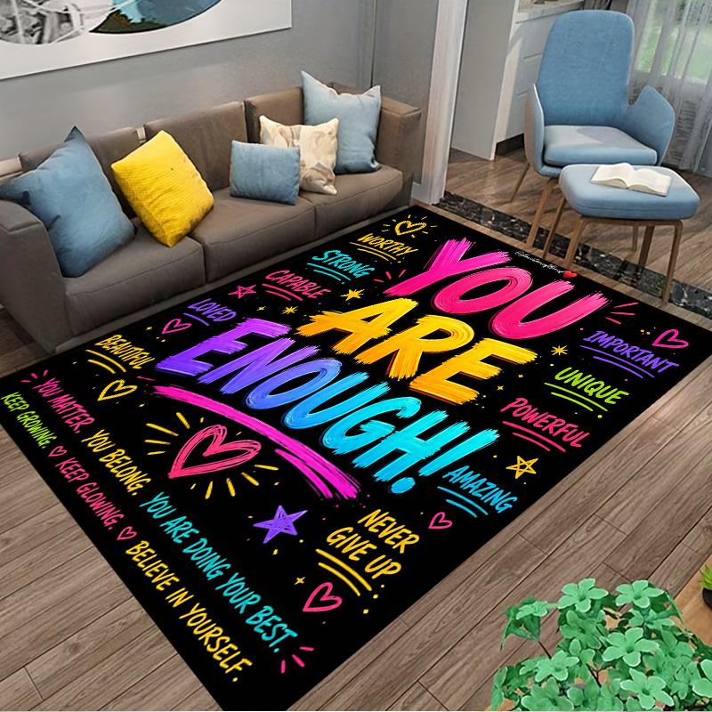You Are Enough Motivational Carpet Non-slip Rug Suitable for Living Room and Bedroom Sofas