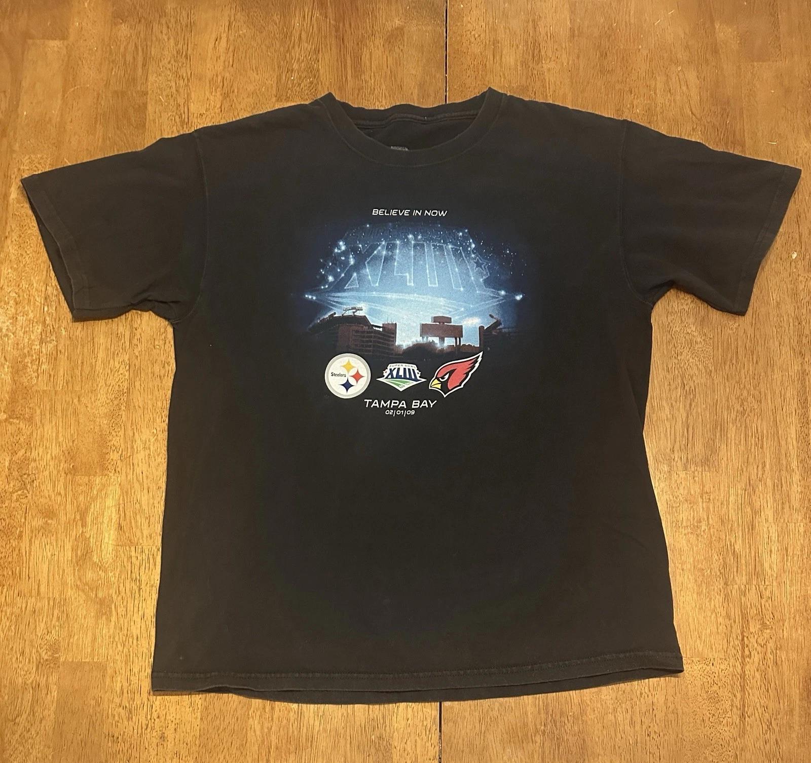 Super Bowl XLIII 43 T Shirt Graphic Large Arizona Cardinals Pittsburgh Steelers L
