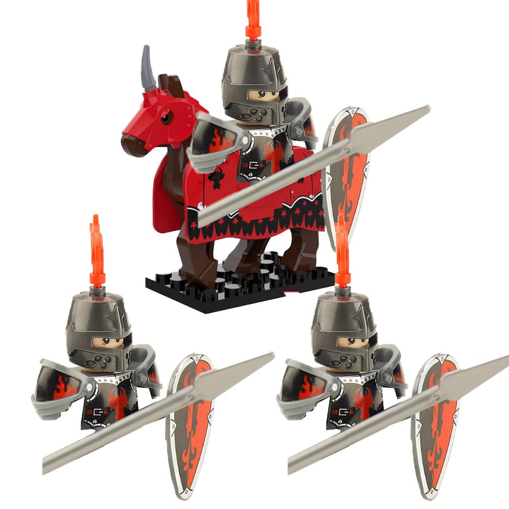 MOC Building Blocks Medieval Character Accessories Warhorses Militiamen Dragons Castles Knights Brick Gifts Toy Helmets Shields