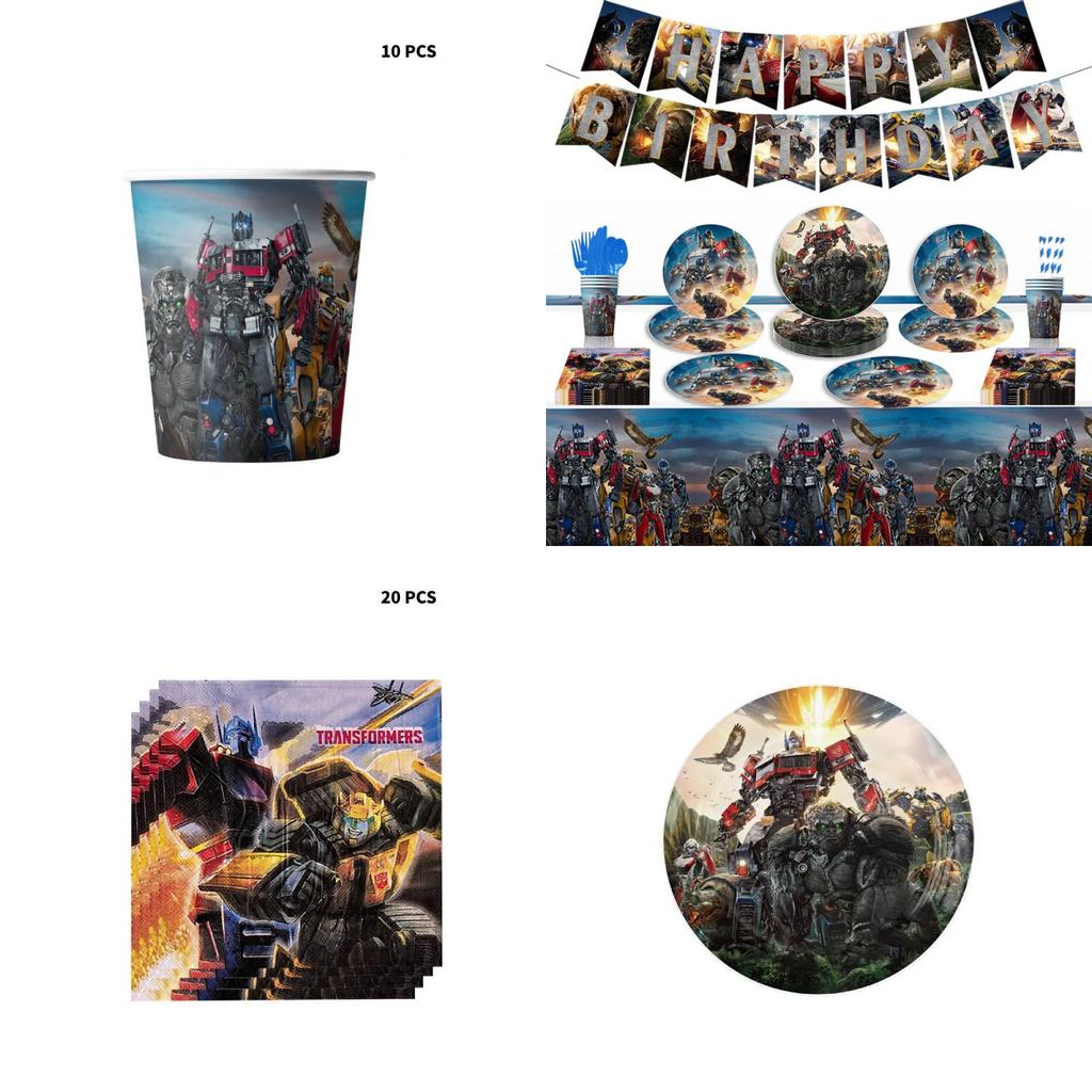 New Arrival Transformers Themed Party Supplies Decorate Your Party With Plastic Plates Paper Napkins And Tablecloth