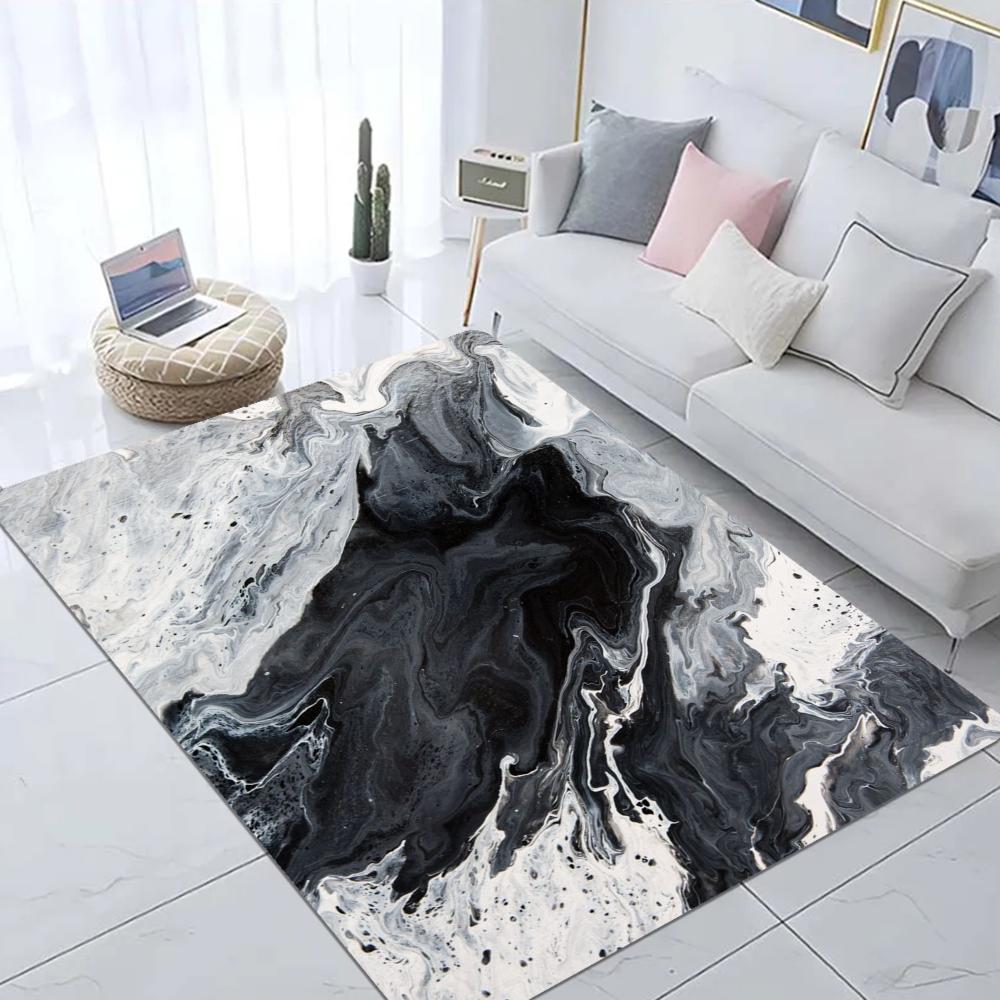 Black and White Abstract Painting Floor Mat Hallway Carpet Retro Multiple Choice Living Room Kitchen Rug Non-Slip Welcome Rug