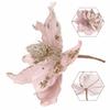 Glitter Poinsettia Flower Hanging Ornament for Christmas Tree and Seasonal Party Decoration with Cloth and Plastic Construction