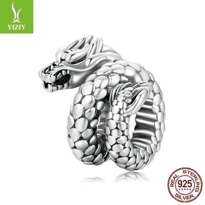 Cuentas Sueltas Retro Dragón DIY de Plata de Ley 925 - Accesorios de Joyería Texturizados Estilo Chino