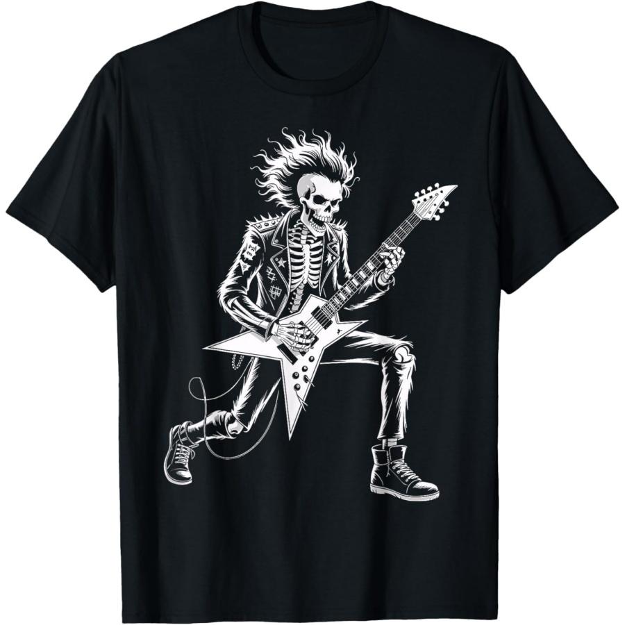 Смешной скелет играет на гитаре Музыка для мужчин Женщин Рок-группа Футболка XXXXXL чёрный