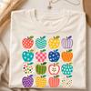 Teacher Apple T-shirt, Colorful Retro Apples Graphic Tee, Unisex Fit, Back To School