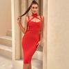 Amazon European and American Women's Clothing Spot New Tube Top Slim Suspender Hollow Fashion Hip Bandage Dress