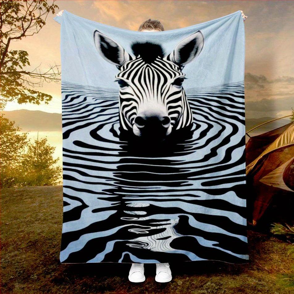 Safari Zebra Stripe Blanket Reversible Flannel Throw for Wild Elegance AllSeason Comfort Animal Print Gift 130x150cm