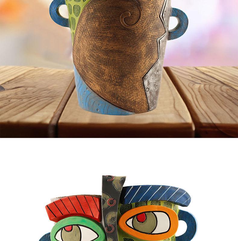 Human Face Resin Succulent Flower Pot Ornaments for Garden Micro Landscapes