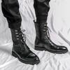 Men's Boots Fashion Casual High Top Boots Lace-up Motorcycle Boot Classic Chelsea Boots for Men Pointed Toe Business Dress Botas