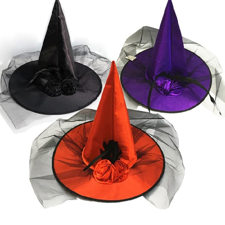 Halloween Party Witch Hat Costume Accessory Black/Red Halloween Costume for Girl