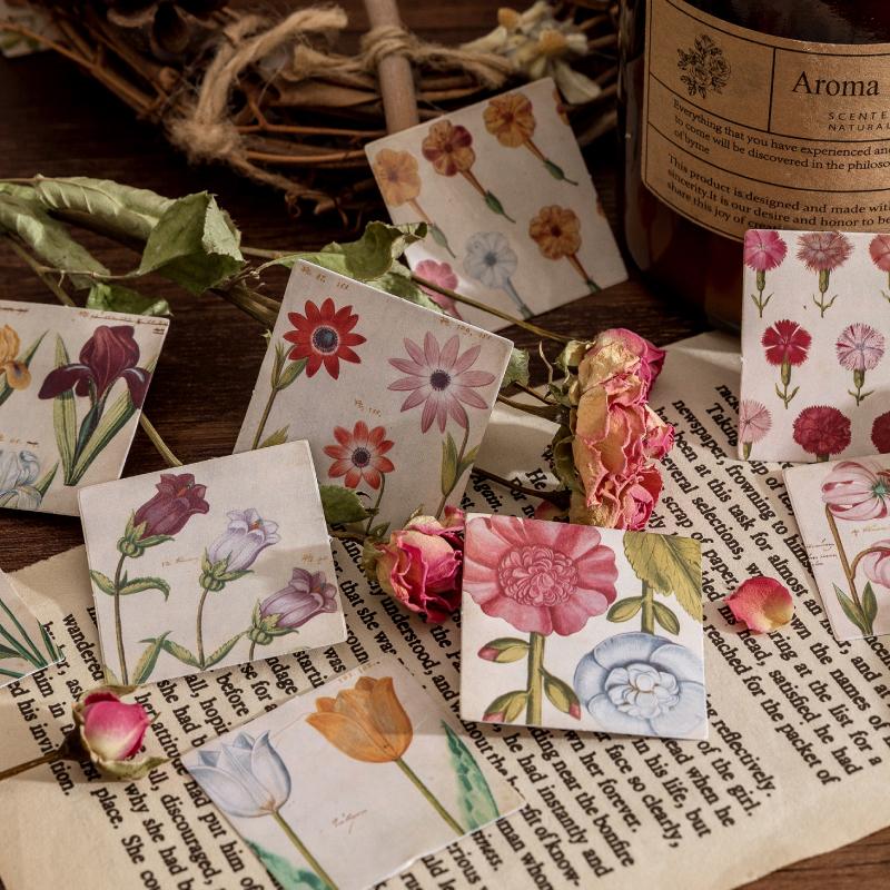 46pcs/box Hand Painted Plant Code Mini Boxed Stickers Guitar Skateboard Decoration Scrapbook Sticker Phone Case Decor