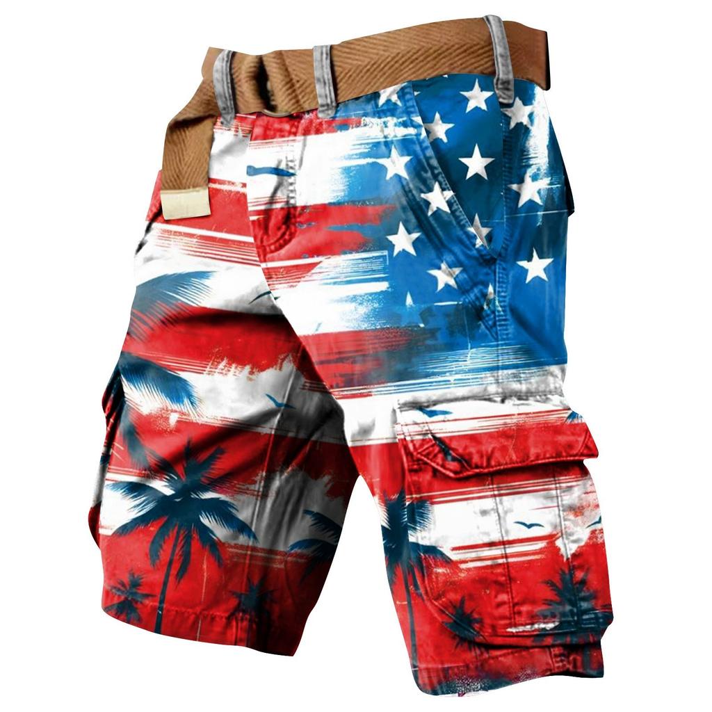 Herren Unabhängigkeitstag Bedruckte Mehrfach-Taschen Workwear Shorts