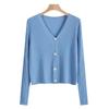 2024 Women's V-Neck Slimming Knit Cardigan: Spring/Summer Short Style for Skirts