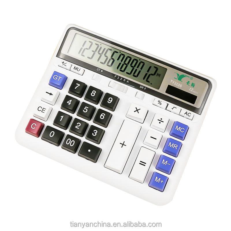 Dual Power Supply Calculator 12 Digits Desktop Calculator 2135 Computer Key Large Desk Calculator