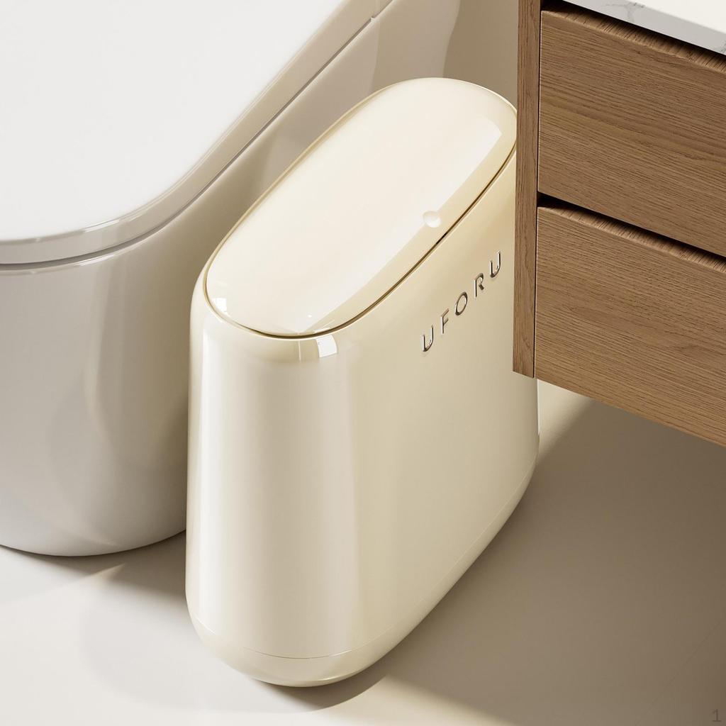 Pequeno Lixo de Banheiro com Tampa Lixeira Press Top 12L Cesto de Lixo para Uso Doméstico