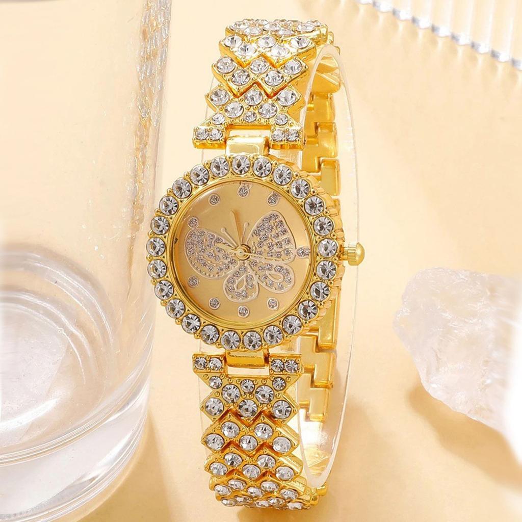 Fashion Quartz Ladies Watch Luxury Design Rhinestone Encrusted Butterfly Watch Valentine's Day Gift