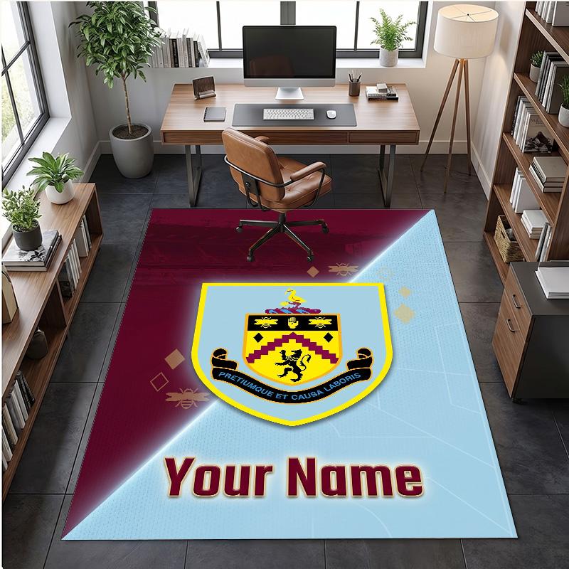 Crystal Velvet Rug Burnley Football Print Custom Name Text Floor Mat Home Decor