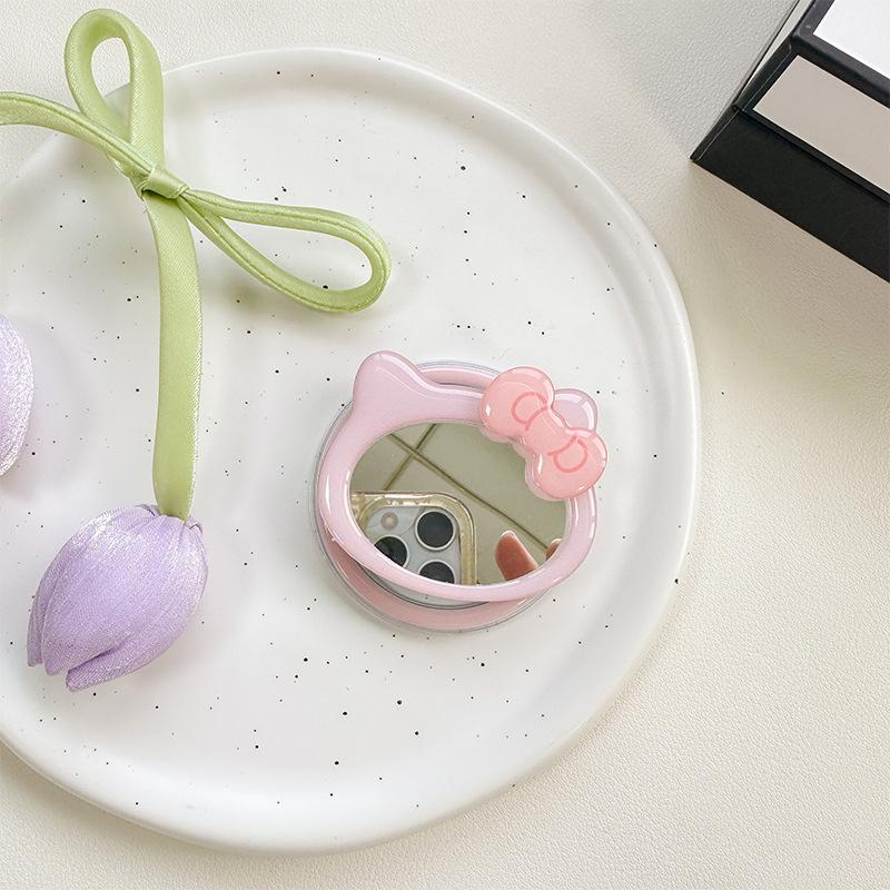 Bow Cat Mirror Mobile Phone Airbag Bracket Wind Makeup Mirror Paste Magnetic Magsafe Creative
