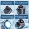 360° Rotating Clip Fan: 2.3 x 2 x 6.9 inches Semi-Cooling 199 Speeds LED Display - USB Rechargeable Hands-Free Design for Car Vent Office Camping