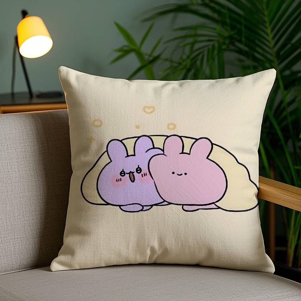 A-Asamimichan Cute Bunny Pillow Case Home Dorm Chair Back Short Plush Double-sided Printing Office Nap Time Cushion Cover