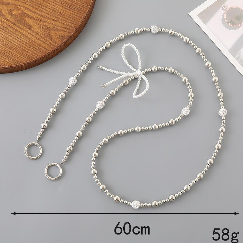 

Pearl Bow Beaded Crossbody Chain for Phone Use ABS