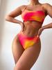2024 Tie-Dye Women's Three-Piece Bikini Set with Mesh Skirt