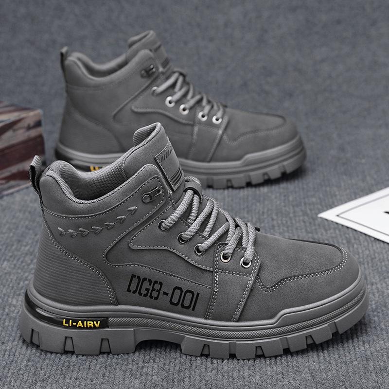 British Style High-top Martin Boots Men's Locomotive Tooling Shoes Autumn and Winter 2024 Men's Shoes Platform Heightening Shoes Men's