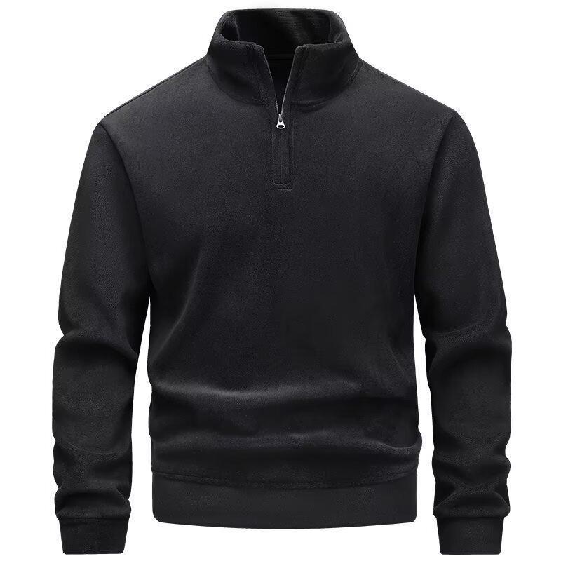 

Sweater Men S Autumn And Winter New Windproof Warm Fleece Shirt Casual Fashion Stand-Up Collar Trend Versatile Top 5XL чорний