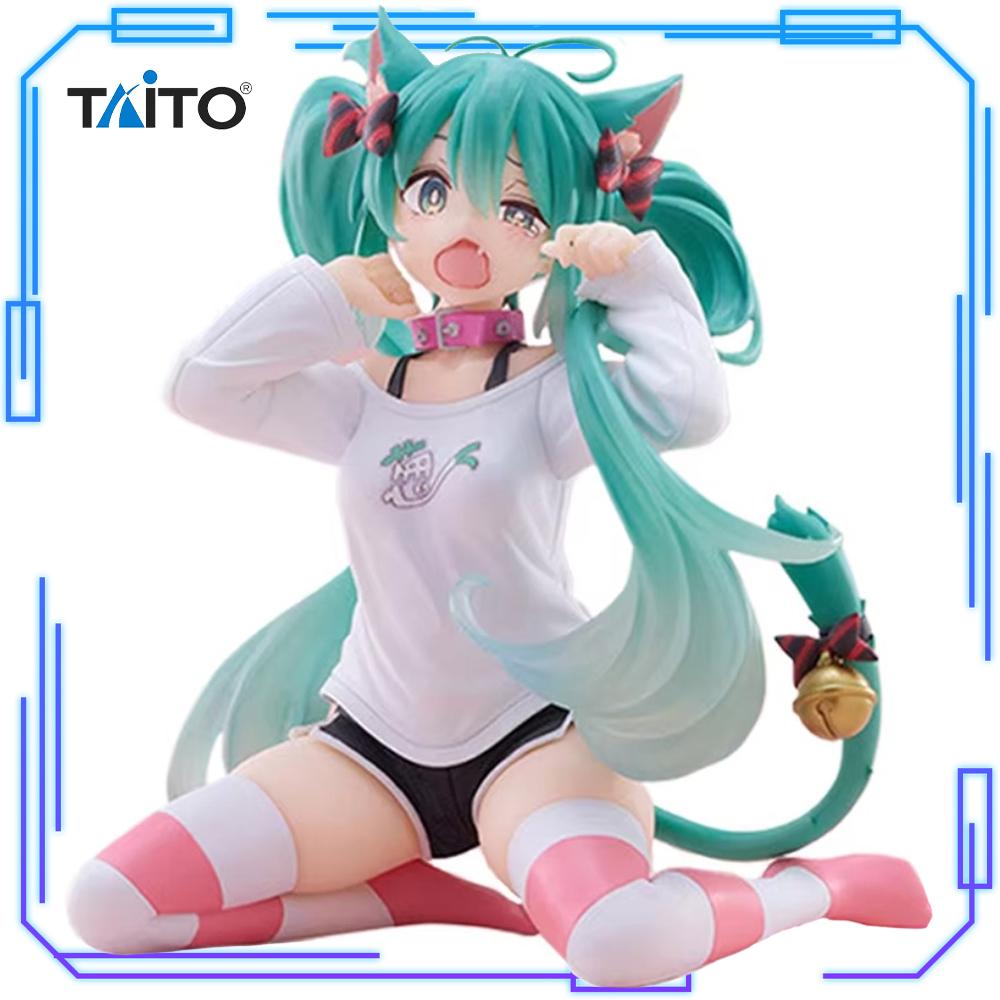 

In Stock Taito Genuine Original Desktop Cute Figure Vocaloid Hatsune Miku Cat Ears T-shirt 13cm Toy Figure Collection Model Gift
