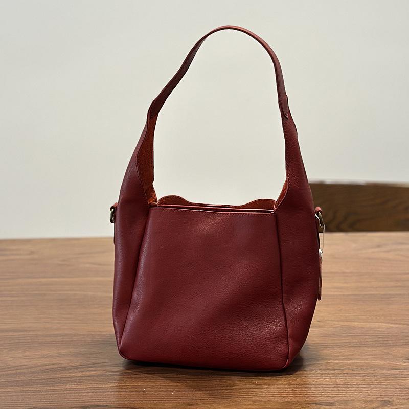 Johnature Genuine Leather Retro Women's Bag Commuting Soft Cowhide Solid Color Handbag Versatile Shoulder Bag